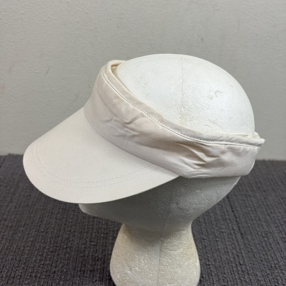 Vintage Visor Hat Cap Womens OS Ivory Stretch Elastic Strap Outdoor Sun Golf - Picture 5 of 14